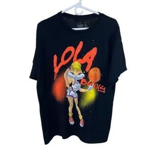 Looney Tunes Lola Bunny Graffiti Tee Black T-Shirt 100% Cotton Adult LARGE